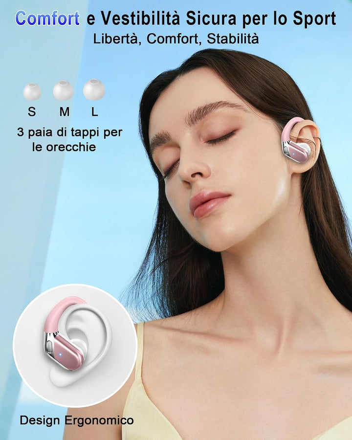 Bluetooth Sport-Kopfhörer, Bluetooth 5.4 HiFi Stereo, 50H kabellose Kopfhörer CVC 8.0 Geräuschunterd