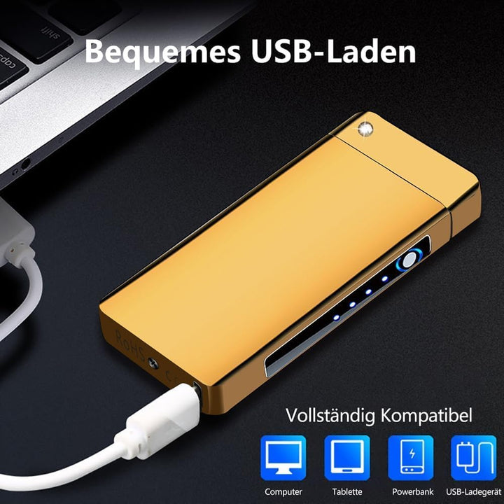 GADATOP Elektrisches Plasma-Feuerzeug Mit LED-Batterieanzeige - Wiederaufladbar, Flammenlos, Sturmfe