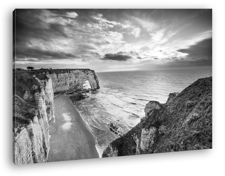 Bezaubernder Strand in der Normandie Effekt: Schwarz/Weiss Format: 100x70 als Leinwandbild, Motiv fe