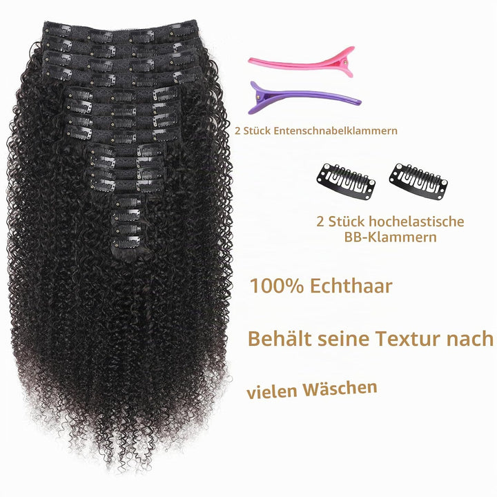 Kinky Curly Clip in Extensions Echthaar.16 Teile 240 g.Invisible Echthaar Perücke Extensions Clip in