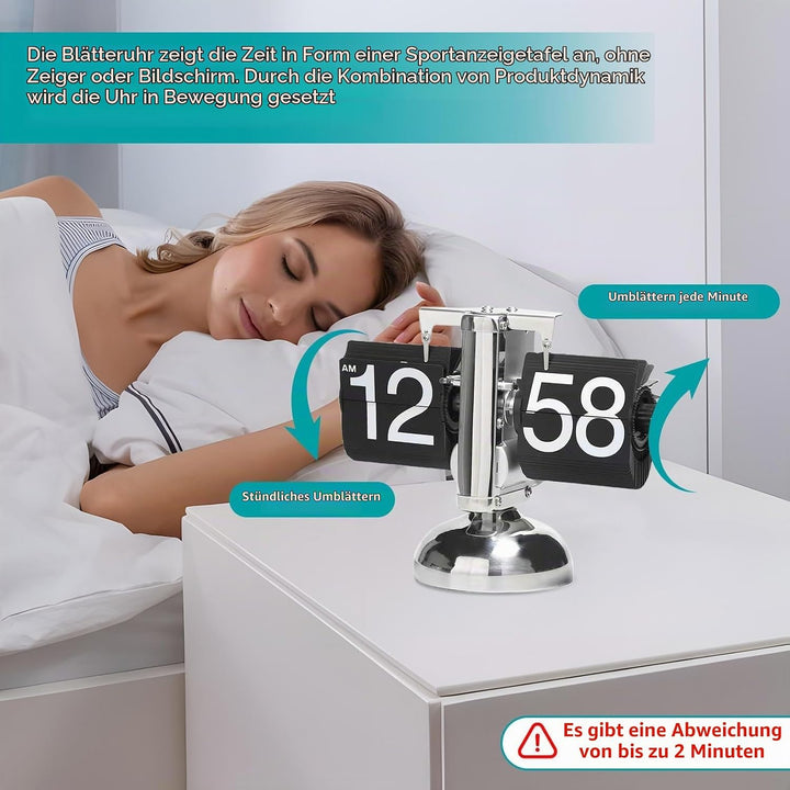 HERCHR Flip-Schreibtischuhr, Retro-Digital-Flip-Down-Uhr, Retro-Minimalist-Einfuss-mechanische Auto-