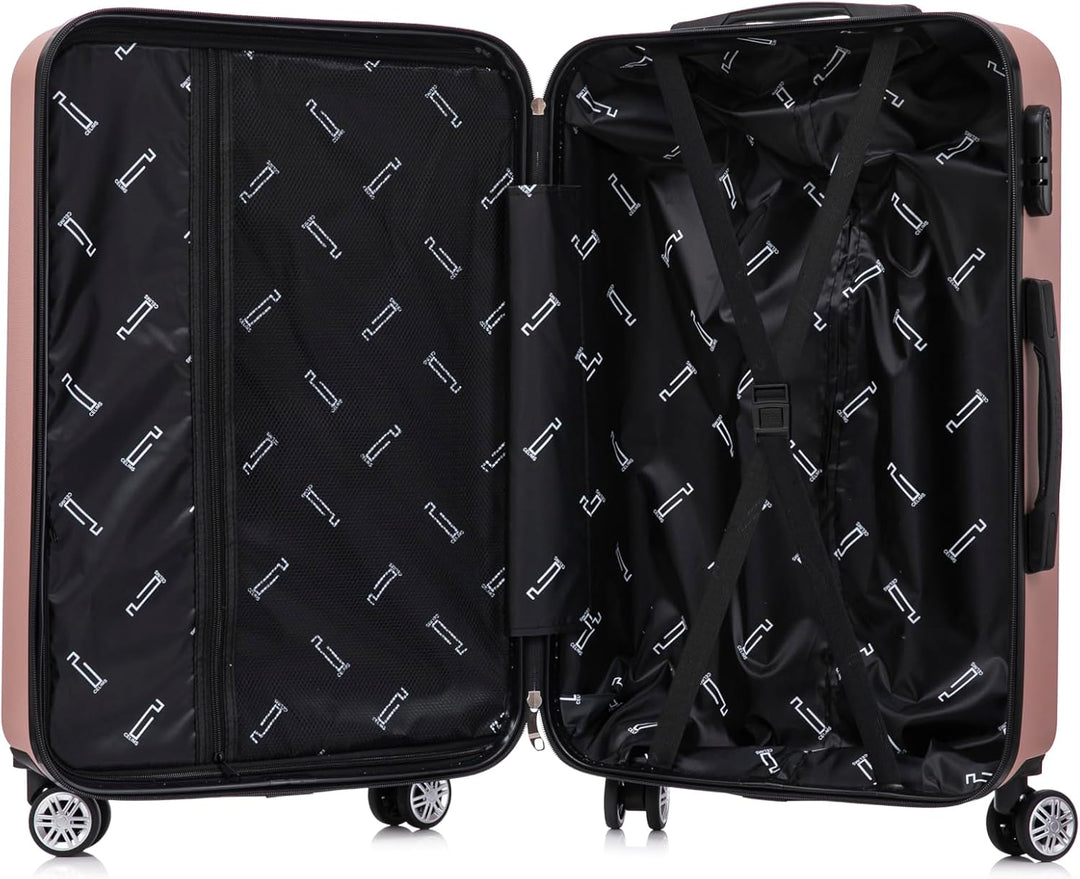 CELIMS - Reisekoffer mit 360 Grad drehbaren Rollen, Schwarz , Lot de 4 valises + 2 Vanity Cases, Har