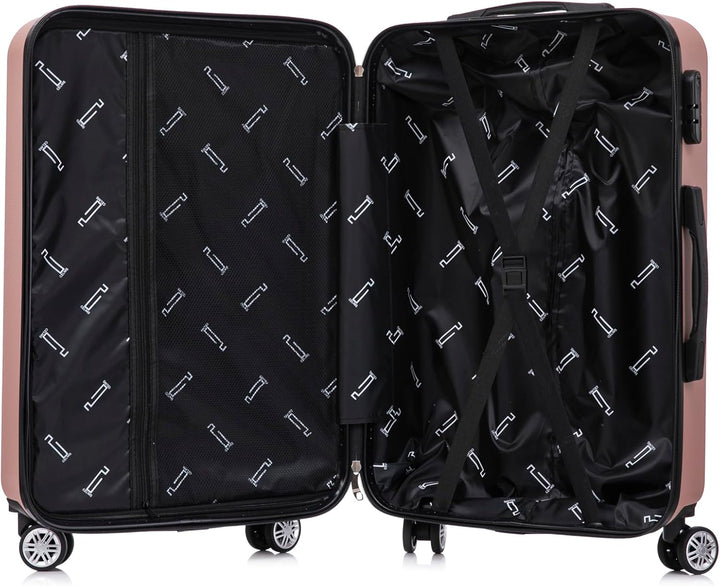 CELIMS - Reisekoffer mit 360 Grad drehbaren Rollen, Schwarz , Lot de 4 valises + 2 Vanity Cases, Har