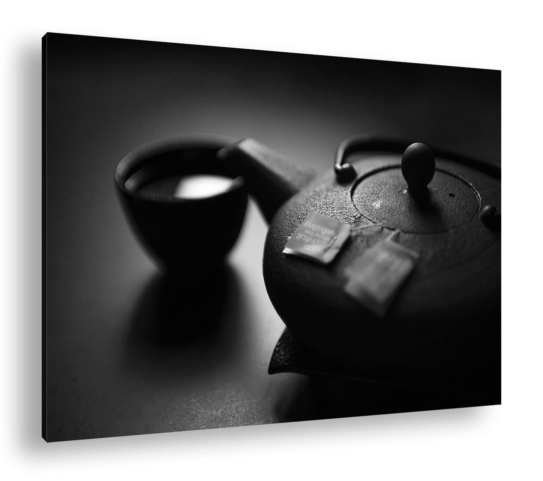 deyoli gebrühter Tee in der Teekanne Effekt: Schwarz&amp;Weiss,Format: 80x60 als Leinwandbild, Motiv fer