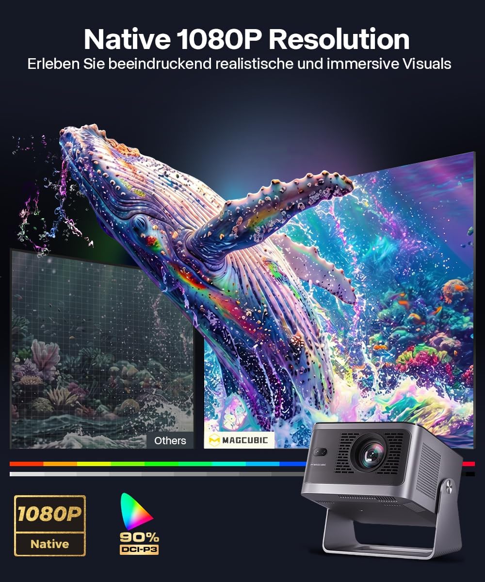 Magcubic Mini Beamer 4K,Native 1080P【Compatible with Netflix 】 600 ANSI | Mini Beamer Android 13 WiF