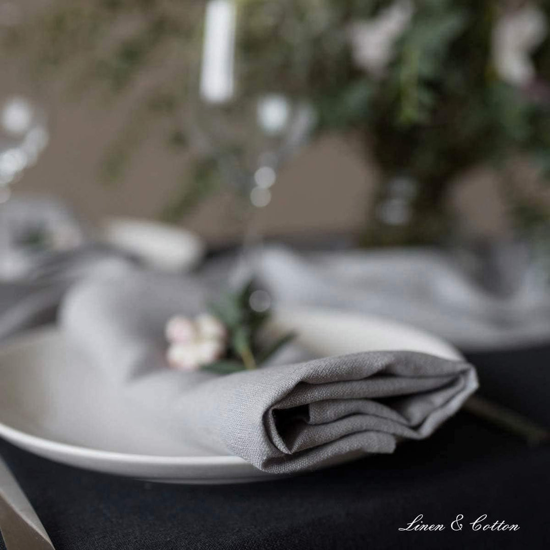 Linen & Cotton Hochwertige 4 x Stoffservietten/Servietten Stoff/Leinenservietten Hygge - 100% Leinen