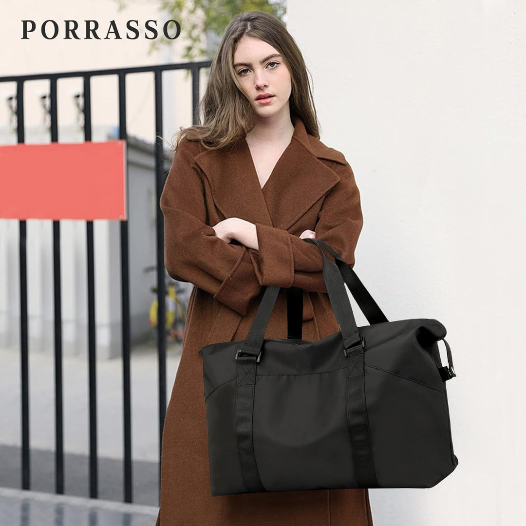 PORRASSO Reisetasche Sporttasche Damen Gross Trainingstasche Schwimmtasche Weekender Übernachtung Ta