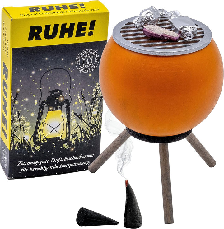 Seiffener Volkskunst | Räucherofen Grillofen | Räucherfigur 10 cm | Grill + Räucherkerzen Ruhe | Räu