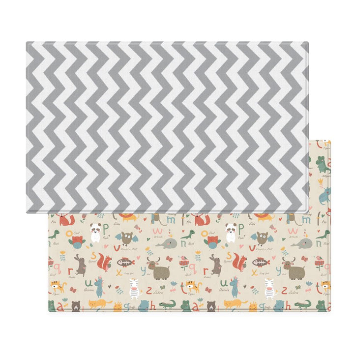 Baby MAT - PLAYMAT - DWINGULER Slim - Zigzag Grey - MEDIUM 180 * 140 * 8mm - Wendbar, Weich, Schadst