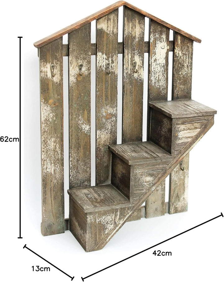 deetjen & meyer Wandorganizer mit Schlüsselhaken 62 cm Braun 17B046 Schlüsselbrett Briefablage Schlü