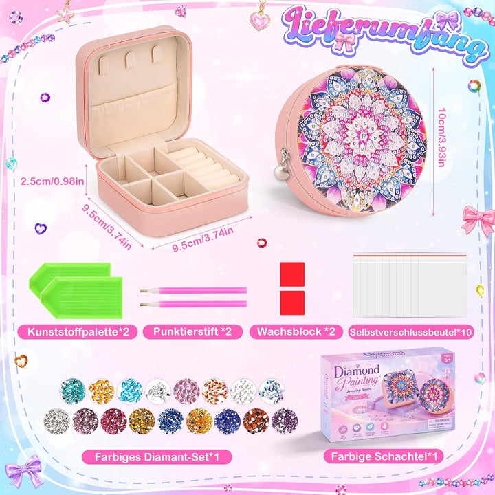 Diamond Painting Kinder Schmuckkästchen Mädchen Basteln Geschenk 8-12 Jahre | Bastelset Geschenk für