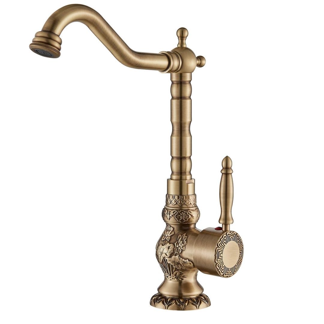 Suguword Antikes Messing hoch Wasserhahn Bad Waschbecken Waschtisch Armatur Einhebelmischer Badarmat