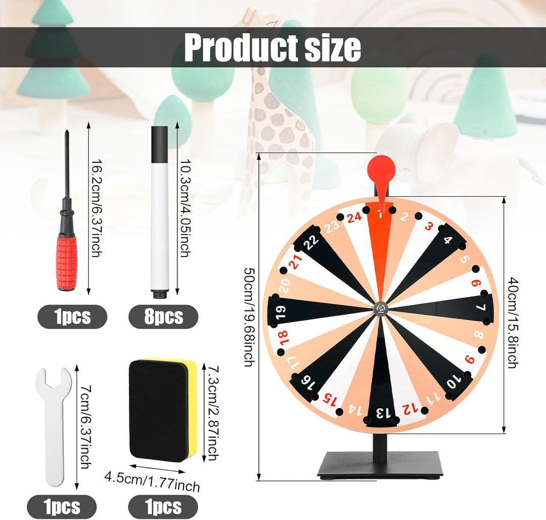 40cm Grosses Glücksrad Set, Tisch Glücksrad mit 24 Fächern Tombola Glücksrad mit Ständer Roulette Ra