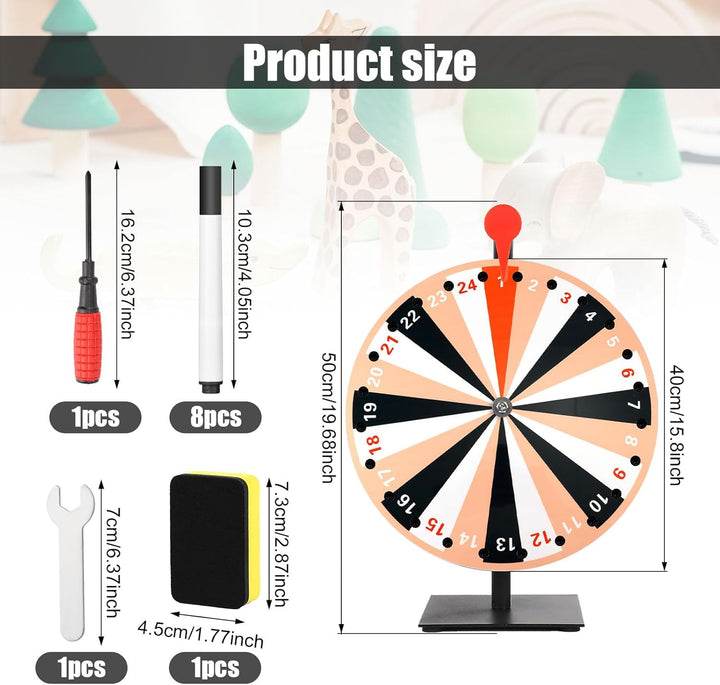 40cm Grosses Glücksrad Set, Tisch Glücksrad mit 24 Fächern Tombola Glücksrad mit Ständer Roulette Ra