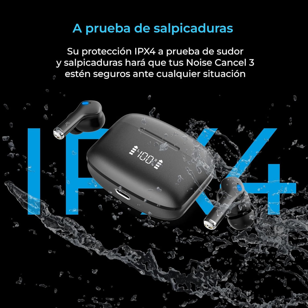 KSIX Noise Cancel 3 kabellose Bluetooth-Kopfhörer mit aktiver Geräuschunterdrückung ANC + ENC, HD-An