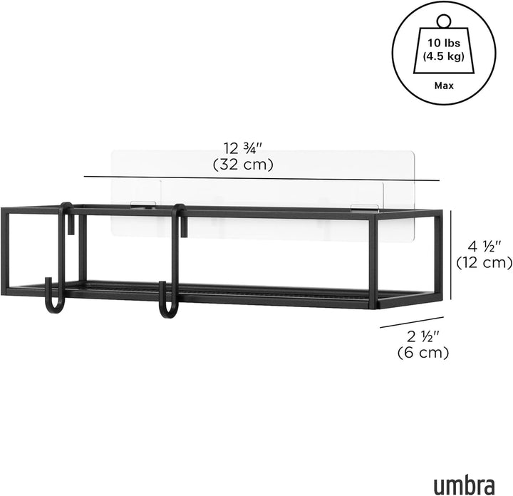 Umbra Cubiko Duschablage, Duschregale ohne Bohren mit Haken, Schwarz, 2er-Set, 2 Schwarz Duschkorb,