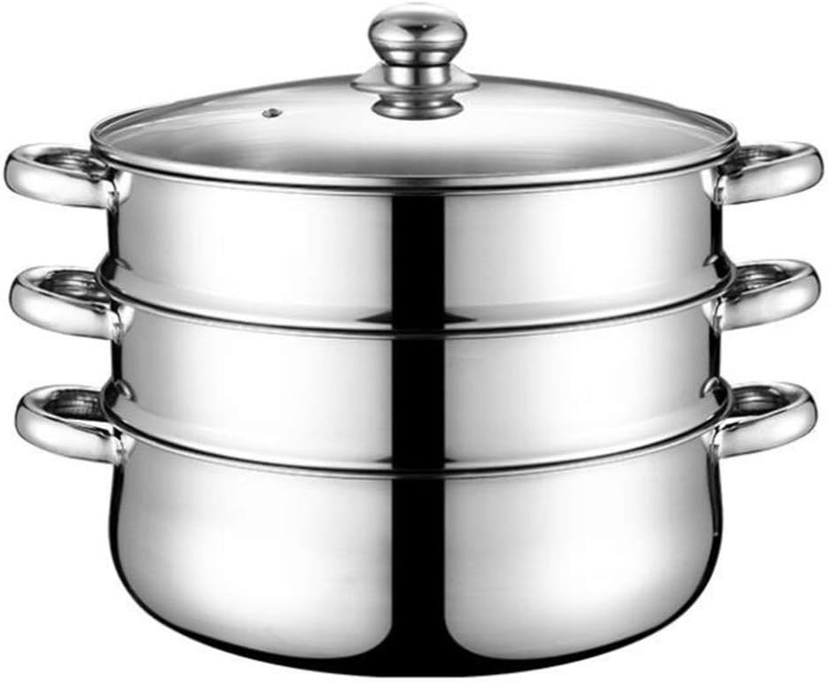 BESTonZON Edelstahl-Dampfgarer 3-Lagiger Dampfgarer-Kochtopf Lebensmittel Gemüsedampfer-Kocher für K