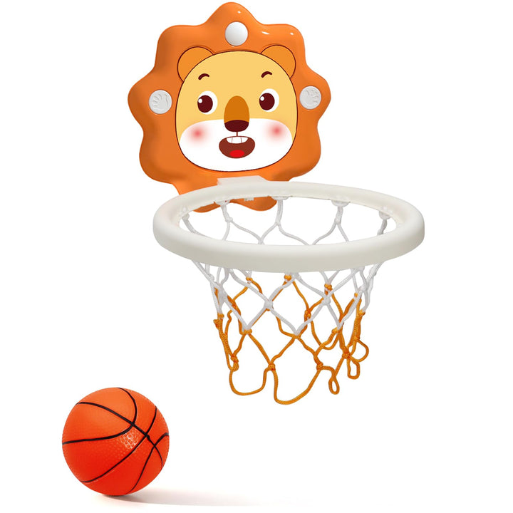 MAYAPHILOS Mini Basketballkorb fürs Zimmer, Tragbarer Löwe Basketball Reifen mit aufblasbaren Bällen