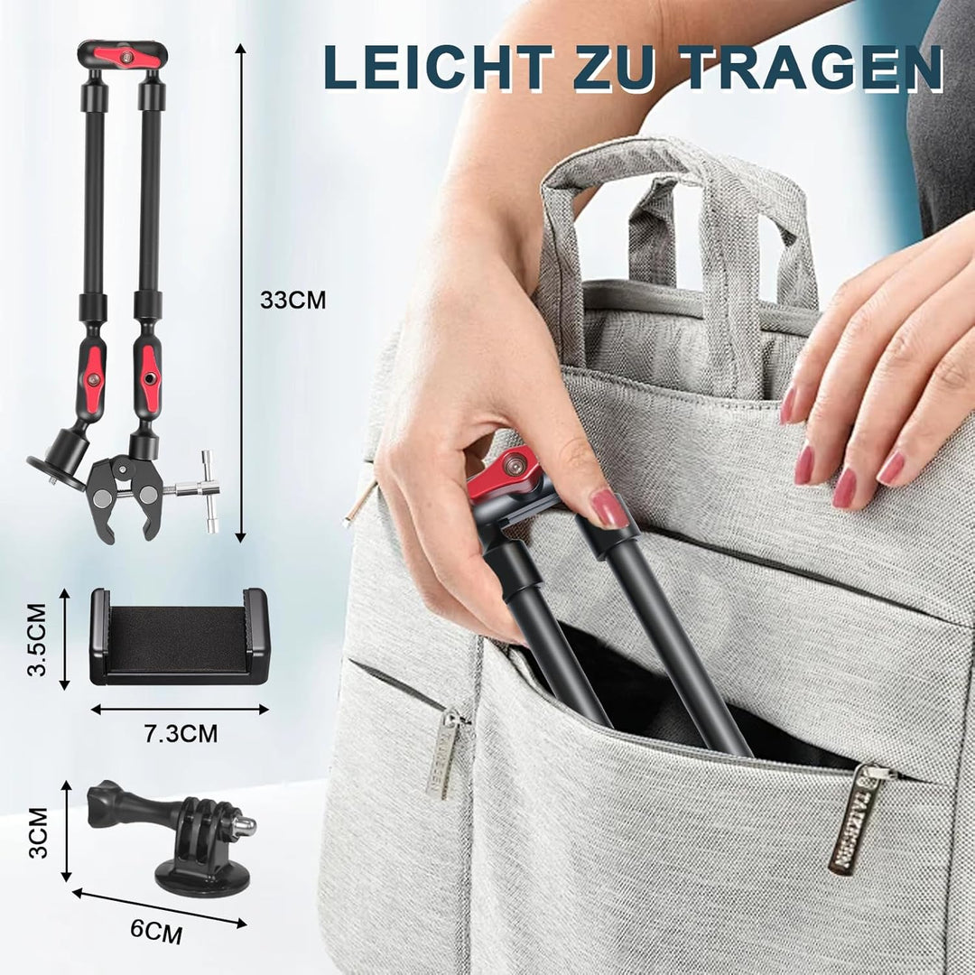 Magic Arm mit Super Clamp 23''/59cm, ZAKVOP Webcam Halterung mit Klemme, 360°Flexibel Magic Arm Clam
