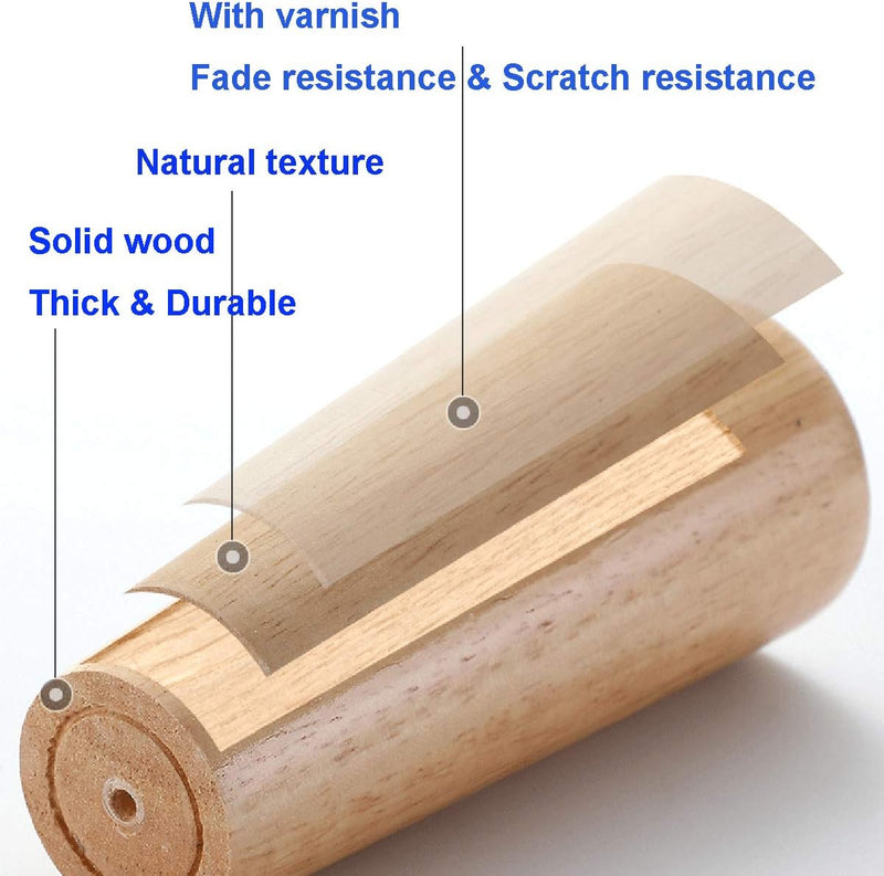 Qrity Möbelfuss Holz, 4 Stück 20cm Holzfüsse Möbelfüsse Sofafüsse mit Montageplatten & Schrauben für