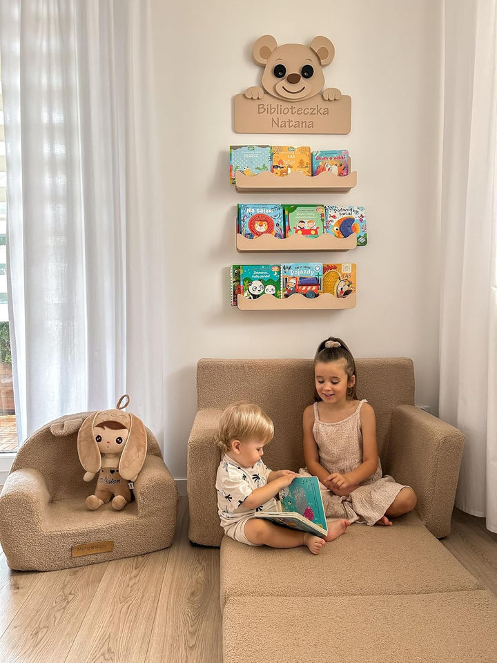 Flumi Personalisierte Kindercouch Kindersofa mit Schlaffunktion Gravur Kindername Kinder Sofa für Ki