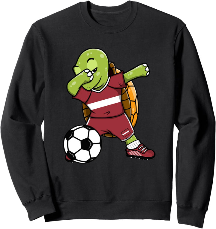 Dab Schildkröte Lettland Fussball Mannschaft Lettische Flagge Sweatshirt