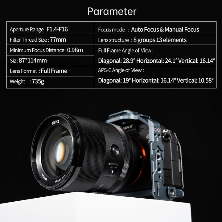 Meike 85mm F1.4 Autofokus Vollformat STM Schrittmotor Portraitobjektiv Kompatibel mit Sony E Mount K