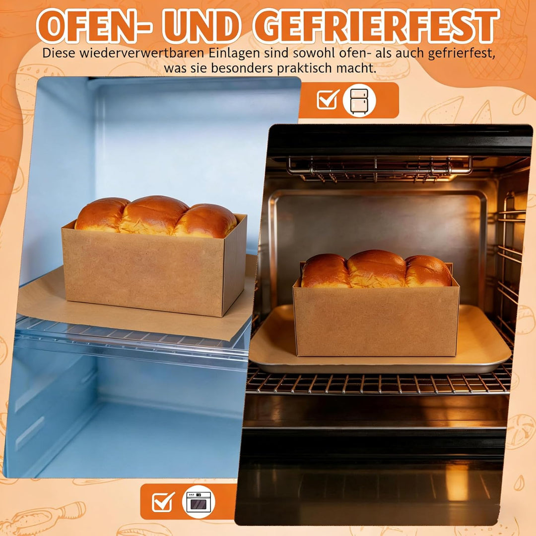 NOLITOY 50 Stück Backpapier für Kastenform Antihaft Einleger Brotbackform Rechteckig Kuchenform Papi