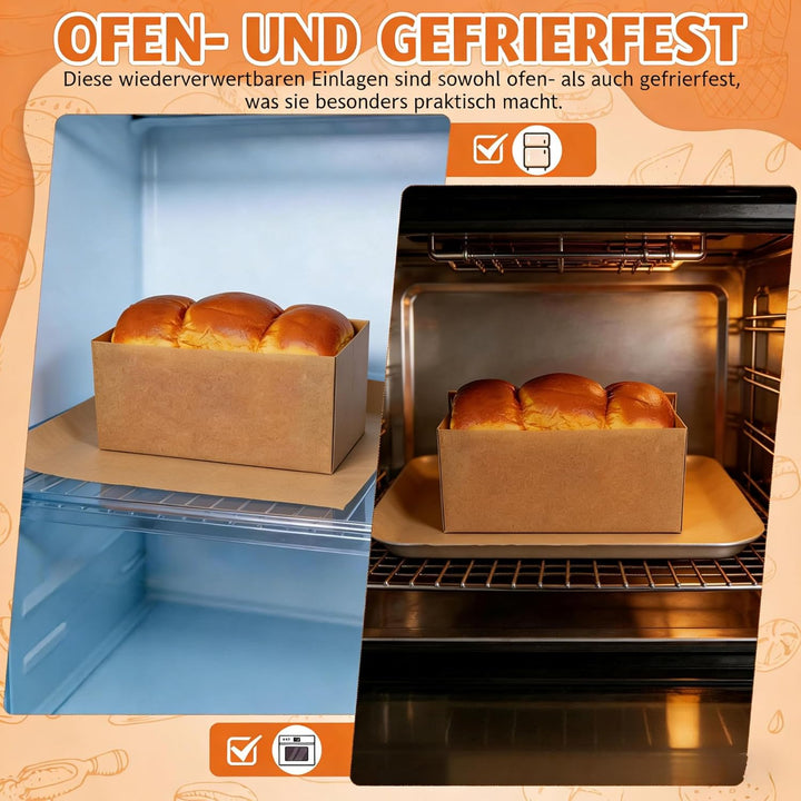 NOLITOY 50 Stück Backpapier für Kastenform Antihaft Einleger Brotbackform Rechteckig Kuchenform Papi