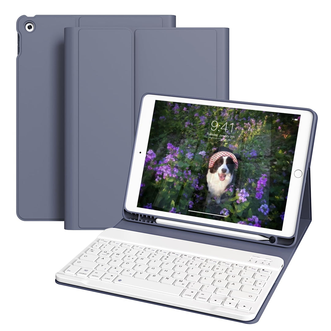 Tastatur Hülle für iPad 10,2 Zoll 9. 8. 7. Generation 2021 2020 2019, Abnehmbarer Bluetooth QWERTZ K