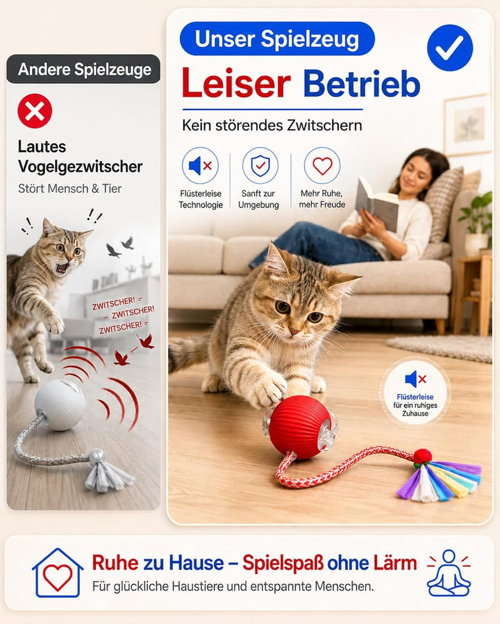 Interaktives Katzenspielzeug 2 Stück elektrisch Ball LED 3 Spielmodi | Ball mit Schwanz,selbstbeschä