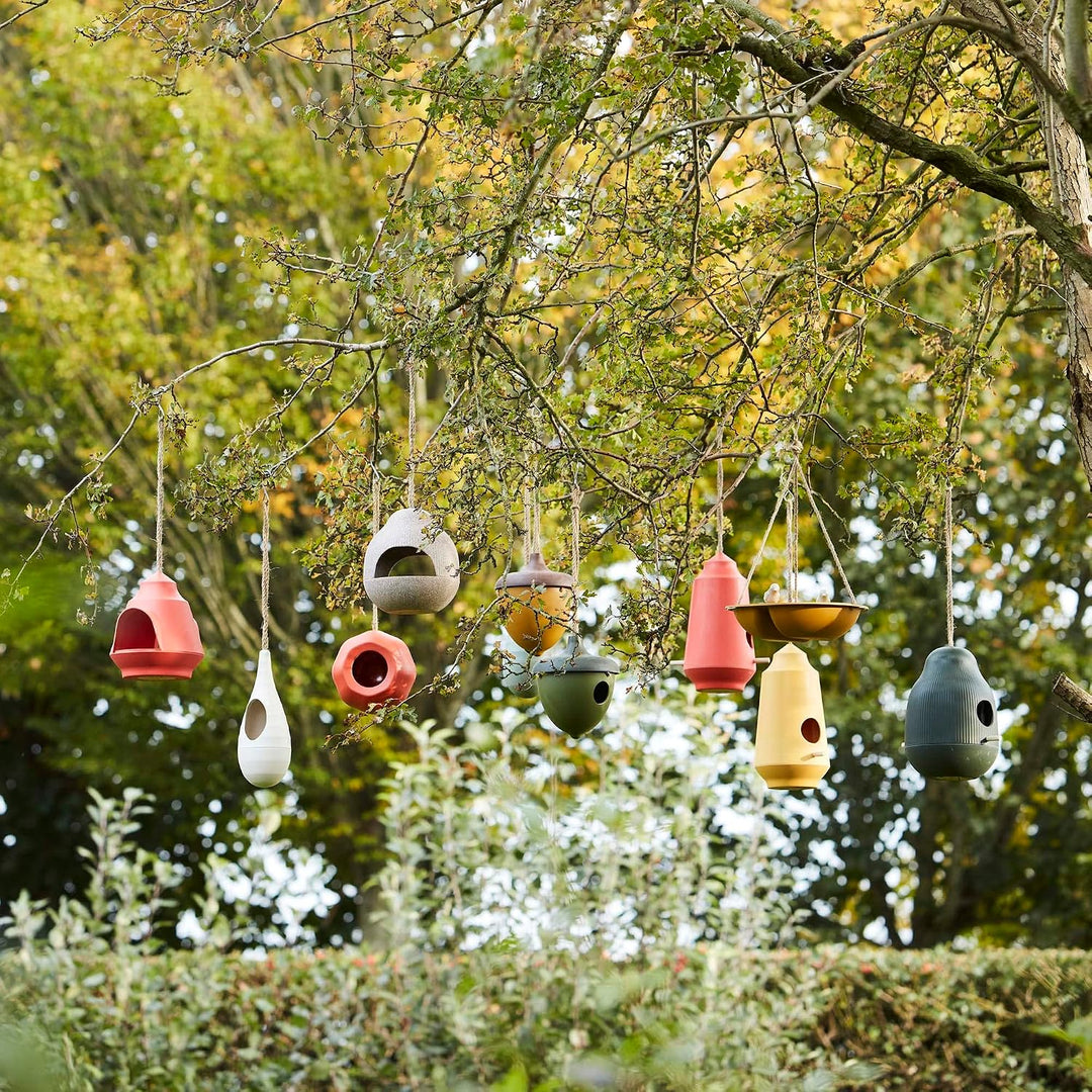 Point-Virgule Nistkasten für vögel, Vogelhaus zum aufhängen, aus Bambusfasern, Orange ø 15cm H 28cm,