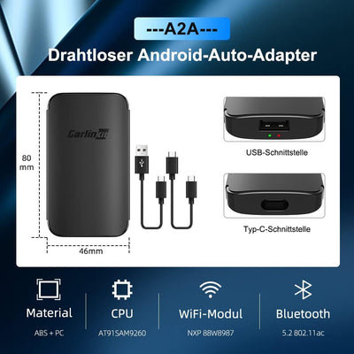 CarlinKit Wireless Android Auto Adapter, direkter Stecker, einfache Einrichtung, sofortige Verbindun