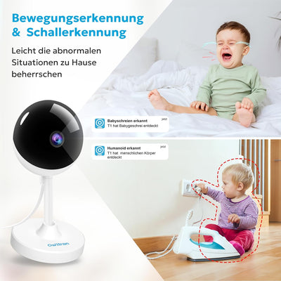 owltron Überwachungskamera, Babyphone mit Kamera,2.4Ghz Kamera Überwachung innen,Hundekamera mit Bew