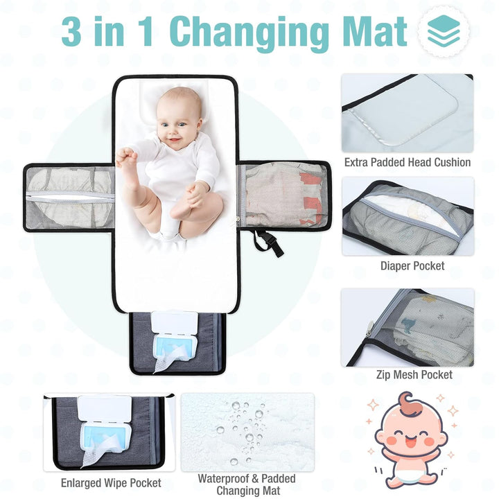 Lekebaby Wickelunterlage Wickelunterlage Tragbare Wickelunterlage Baby Reise Wickelunterlage mit Wis