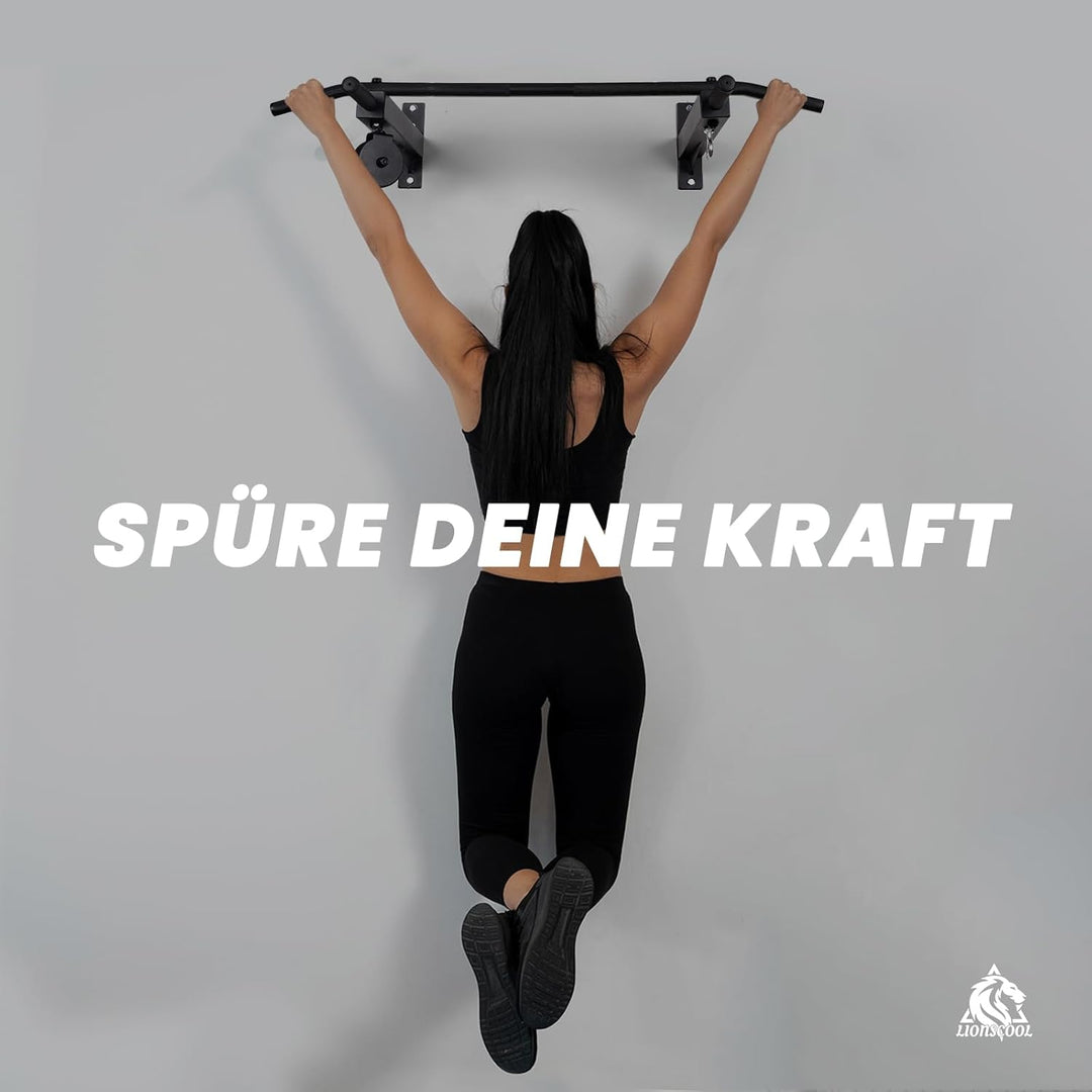 LIONSCOOL Klimmzugstange Wand mit Seilzug-System, Mehrgriff-Klimmzugstange mit Kabelzug, Pull Up Bar