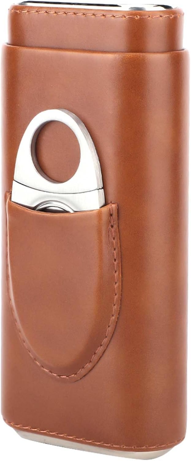 Garosa Reise-Zigarrenetui aus Leder, mit Zedernholz, gefüttert, 3 Röhren, mit Ständer aus Edelstahl