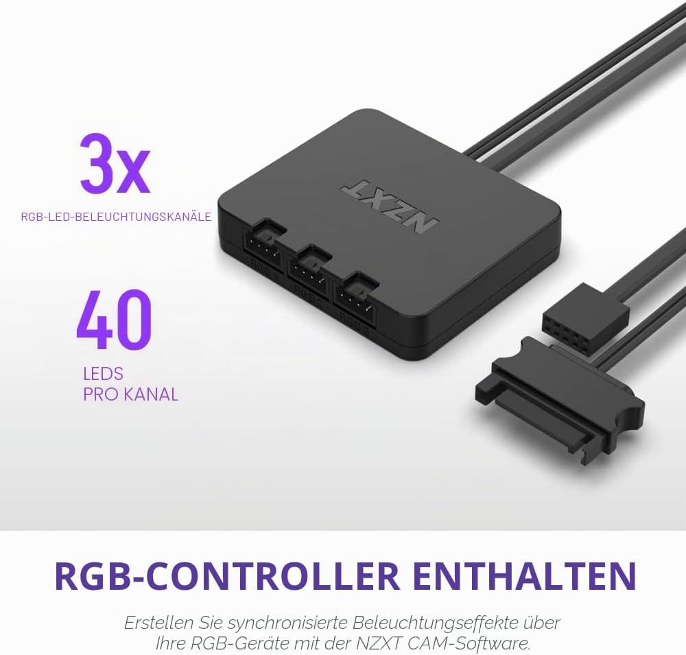 NZXT F140 RGB Duo Doppelpack – 2 x 140 mm zweiseitige RGB-Lüfter mit RGB-Controller – 20 individuell