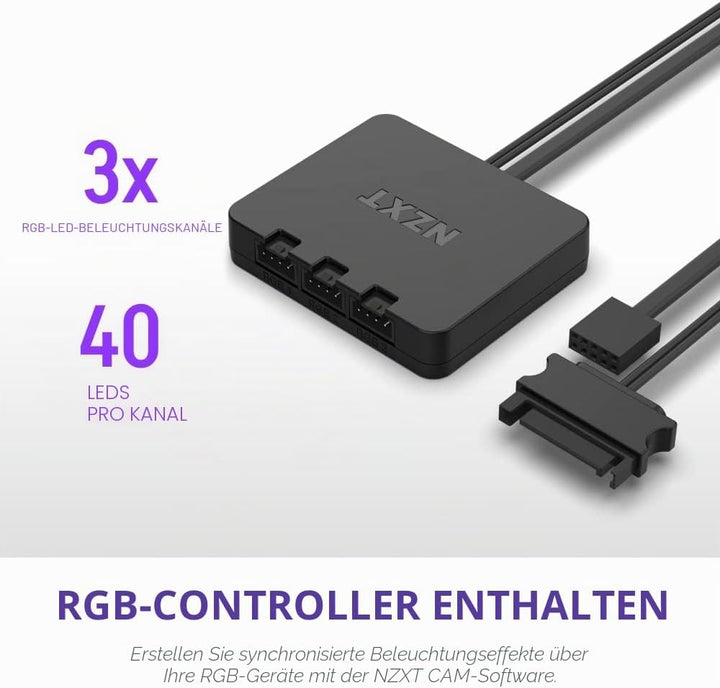 NZXT F140 RGB Duo Doppelpack – 2 x 140 mm zweiseitige RGB-Lüfter mit RGB-Controller – 20 individuell