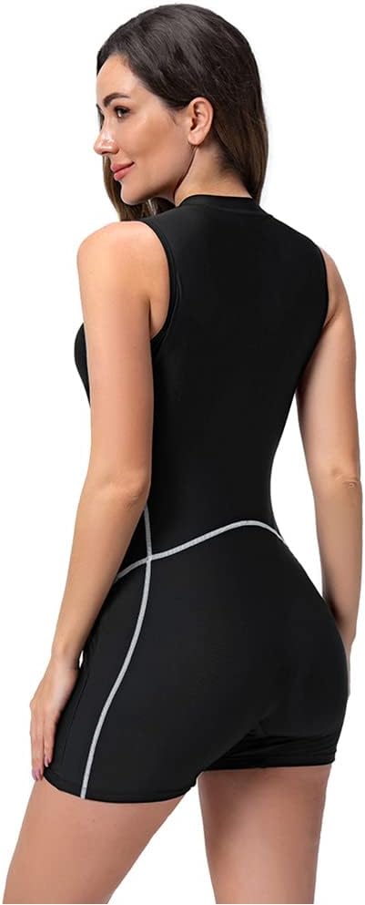 Odizli Badeanzug mit Bein Schwimmanzug Damen Langarm/Kurzarm Blumen Druck Zip Up Surfer Kurz Bademod