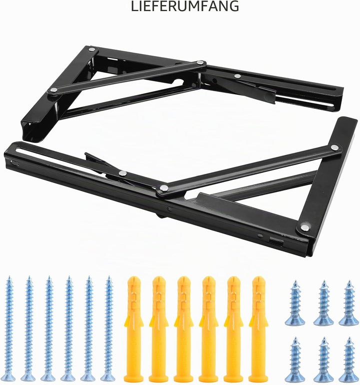 YUMORE Klappkonsole Schwerlast 300mm Regalträger Klappbar Schwarz - 2 Stück Metall Klappkonsolen Wan