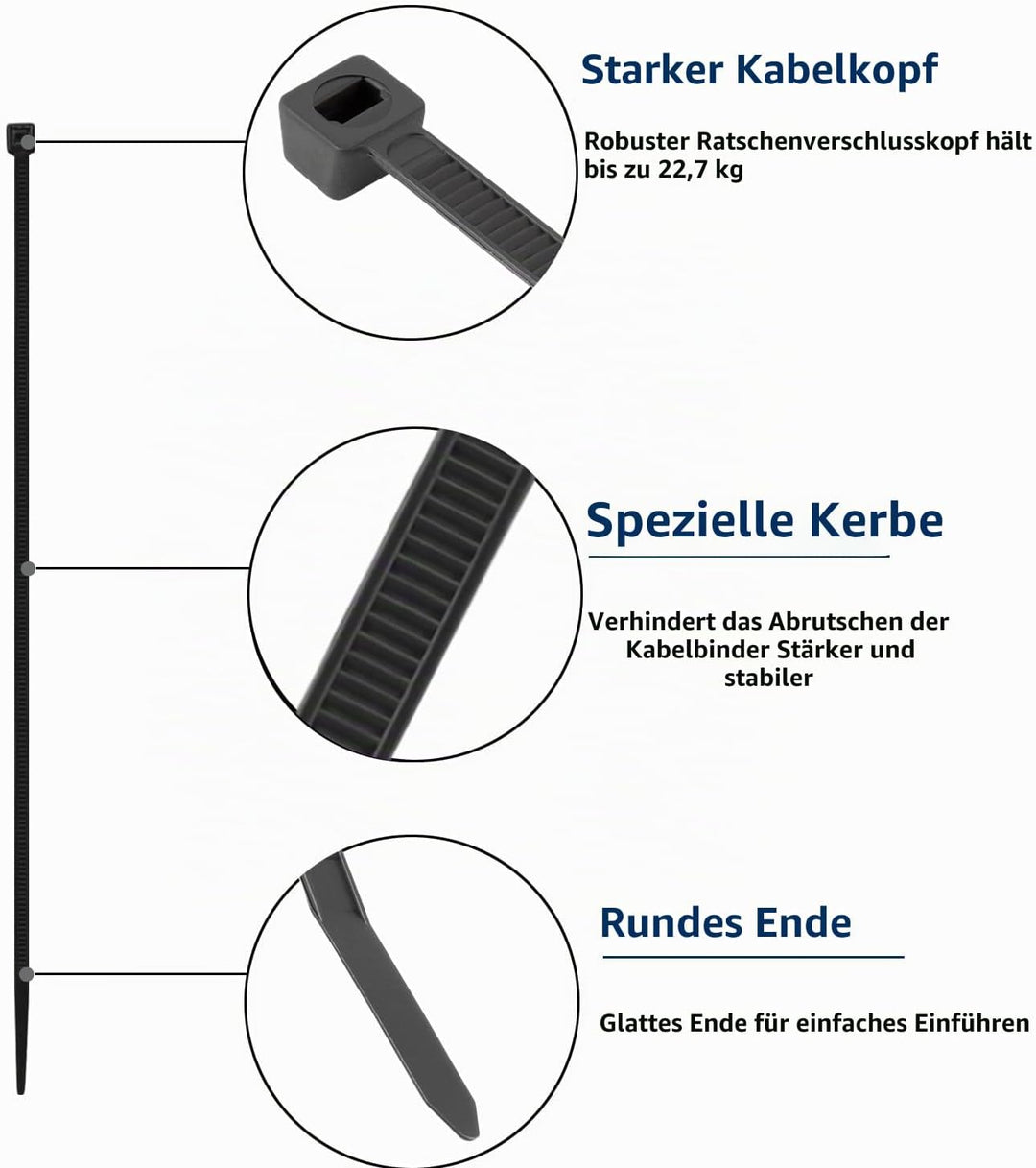 Armpow 2000 Stücks Kabelbinder Set - Schwarz, UV-Beständig, 100/150/200/250/300 mm, Selbsthemmend fü