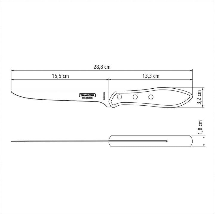 Tramontina Ausbeinmesser, Fleischmesser, Klinge 15 cm, rostfreier Edelstahl, Holzgriff, FSC 28.5 Aus