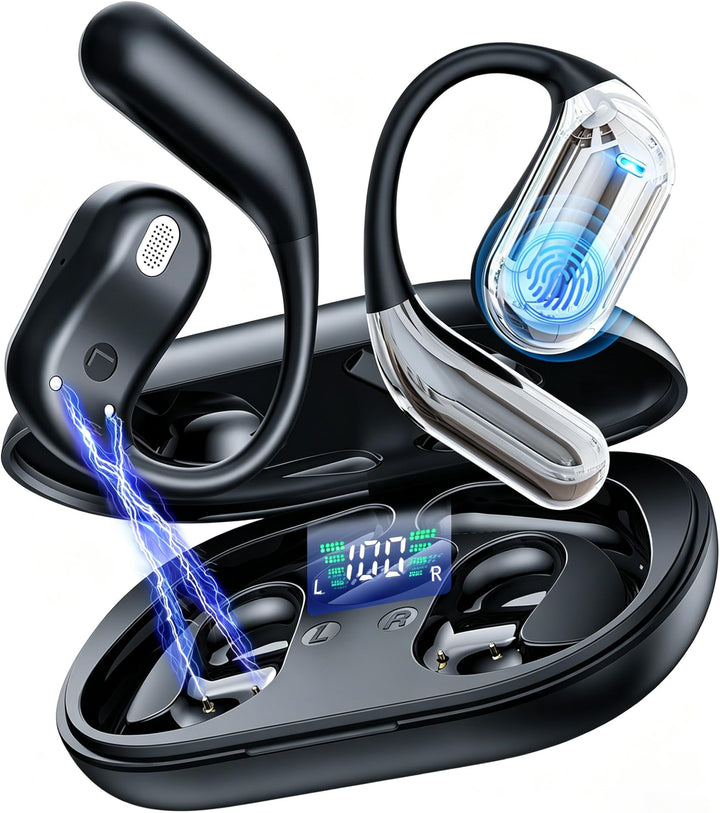 Open Ear Bluetooth 6.1 KI Kopfhörer 50Std Sport Headphones mit Flexiblem Ohrhaken 4 ENC Noise Cancel