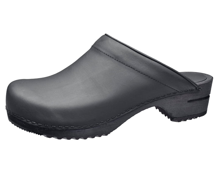 Sanita Christian offener Clog | Original handgemacht | Leder-Holzclogs für Männer 47 EU Schwarz, 47
