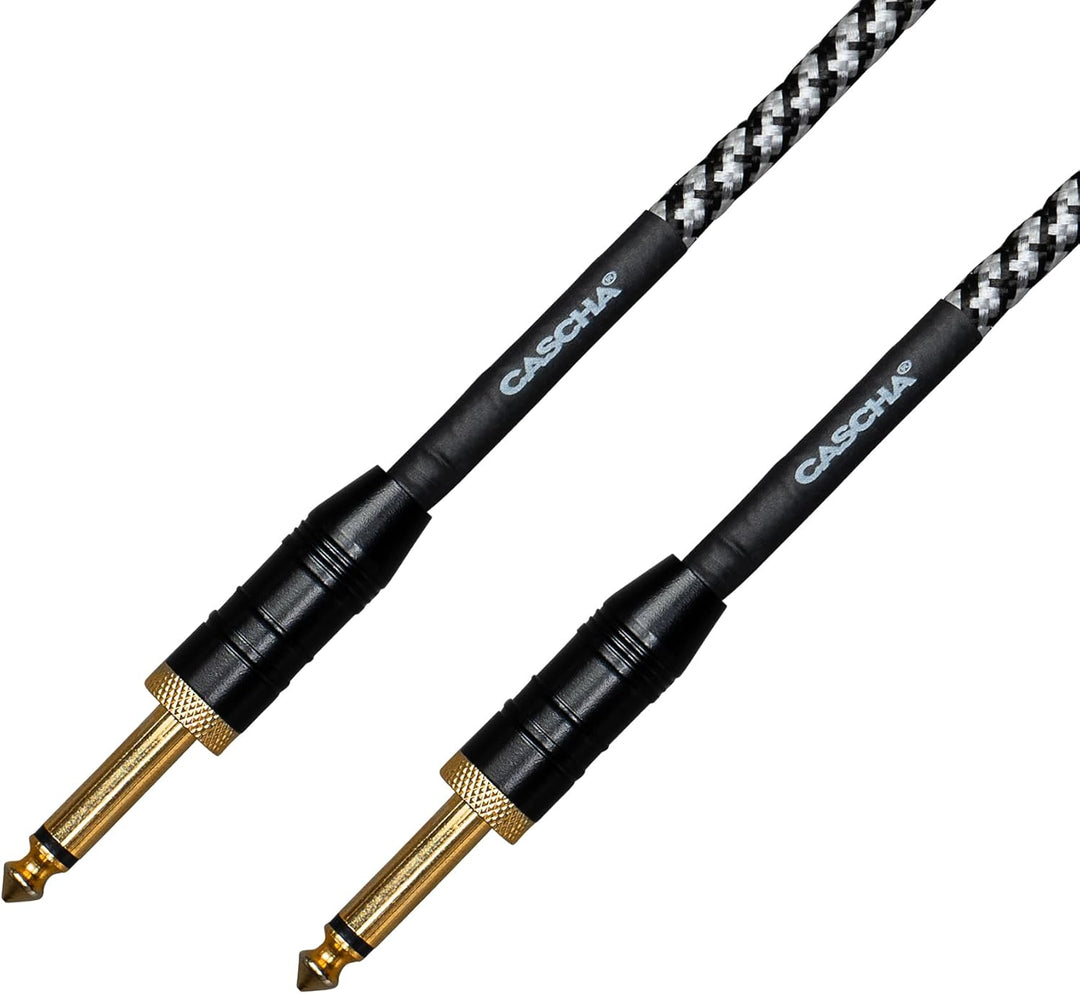 Cascha Professional Line Guitar Cable, Straight, Tweed Black, 9m
