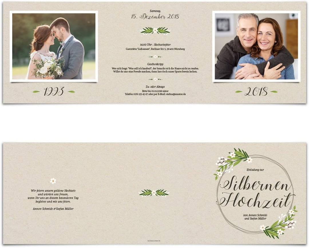 Kartenmachen.de Hochzeitseinladungen Silberhochzeit silberne Hochzeit Einladung individuell - Altsil