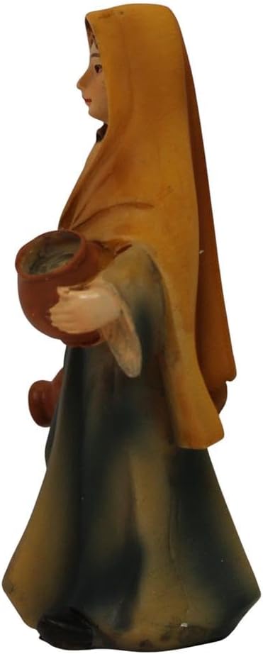 ZICOM Krippenfigur Miniaturfigur Magd mit Zwei Krügen Höhe 8cm handbemalt Polyresin, Modellbau Puppe