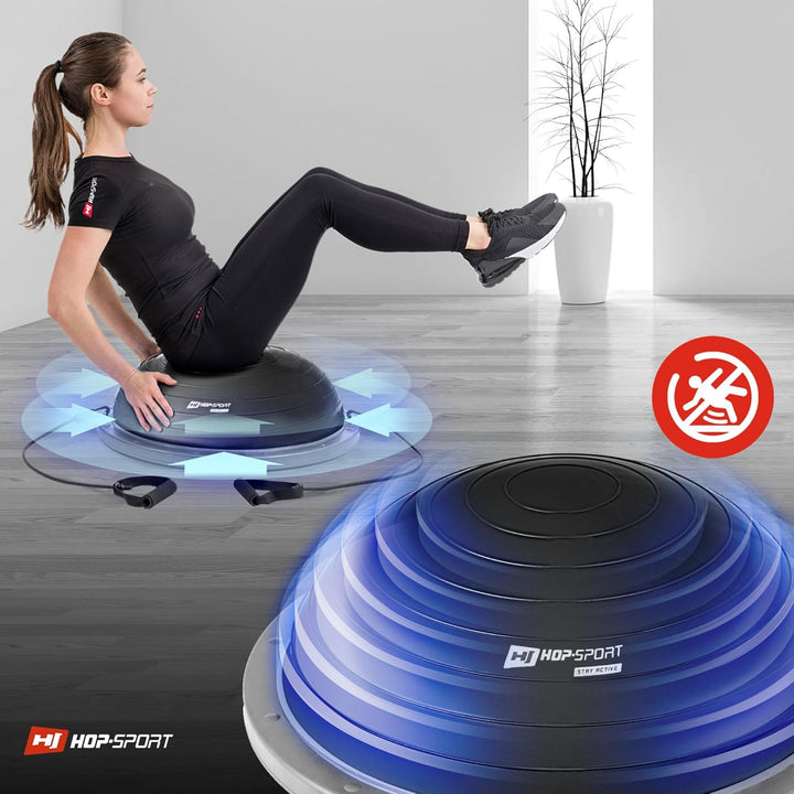 Hop-Sport Balance Ball HS-L058B Balancetrainer Gymnastikball mit Expander & Pumpe für Fitness, Stabi