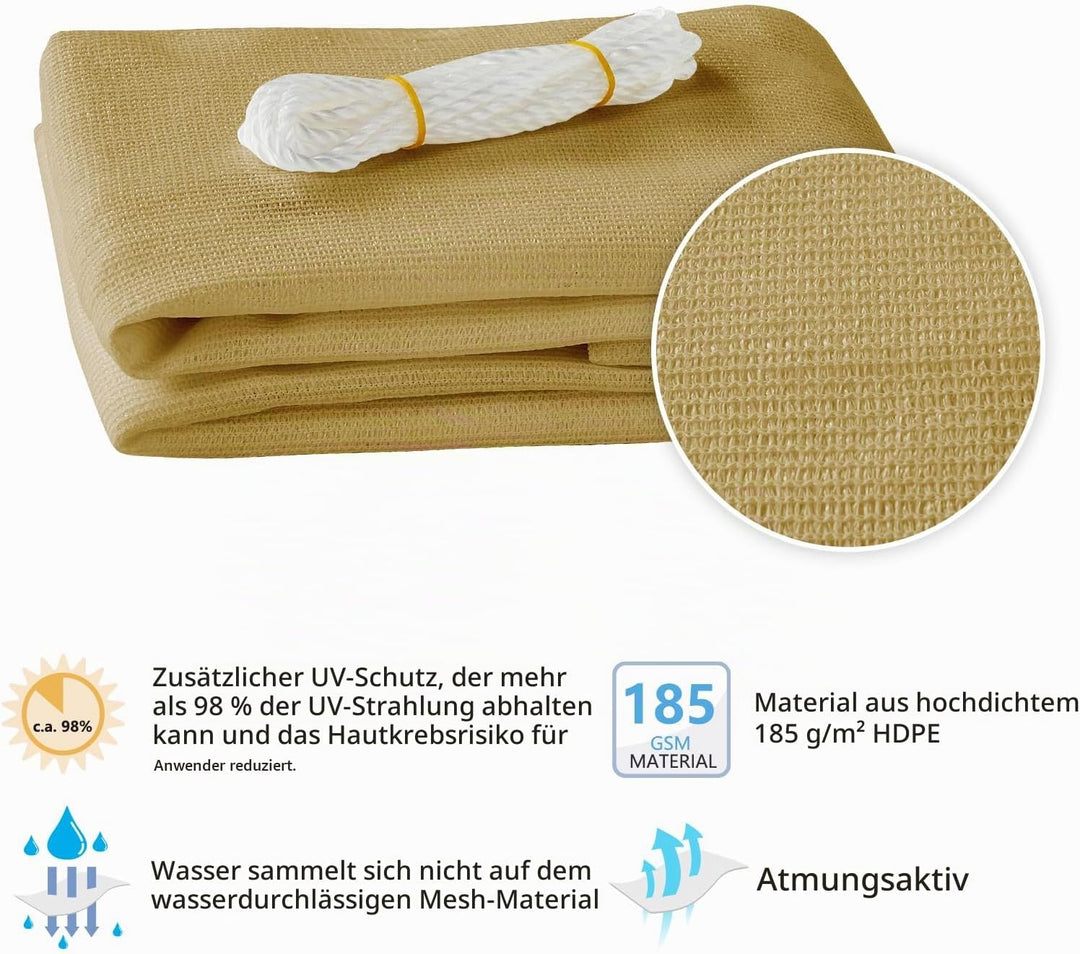 HAIKUS Sonnensegel Dreieckig 3x3x3m Premium HDPE UV Schutz Sonnenschutz Atmungsaktiv Wetterbeständig